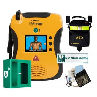 Defibtech VIEW AED | Sticker | Groene binnenkast met alarm | safeset | batterij | elektrode