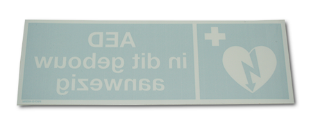 Sticker "AED in dit gebouw aanwezig" (reverse) | aan binnenkant raam te plaatsen