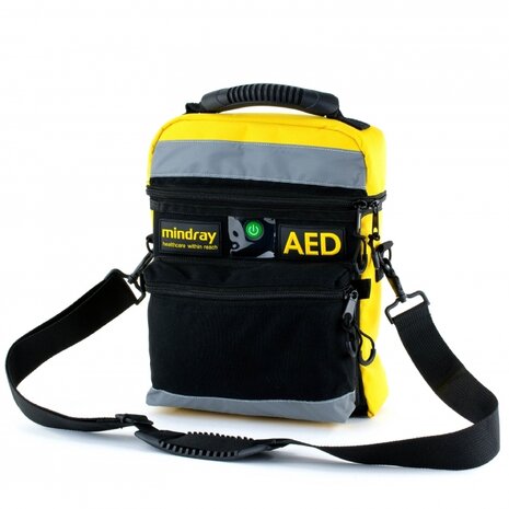 Luxe draagtas voor de Mindray AED. | met voorvak | met handgreep en schouderriem | Zelftestindicator is zichtbaar zonder de AED