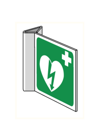 Haaks bordje met AED pictogram | Dus zonder letters 