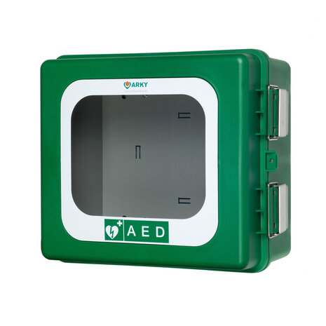 ARKY AED buitenkast met alarm | voorzien van verwarming | inclusief bevestigingsmateriaal en breeksluiting  | Optioneel gelever
