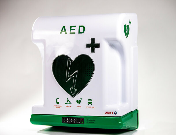 Arky AED buitenkast met alarm  | voorzien van verwarming en ventilatie | temperaturen tussen -30°C en 50°C  | Int