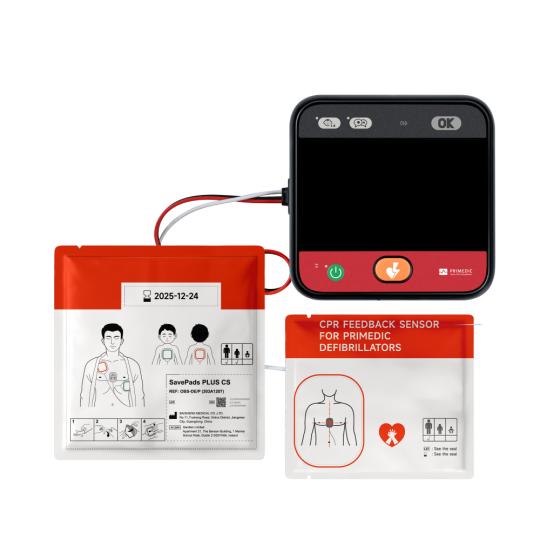 myPAD Display met elektroden en CPR-sensor