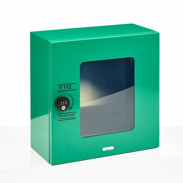 Groene SmartCase SC1240 AED-buitenkast met mechanisch driecijferig codeslot
