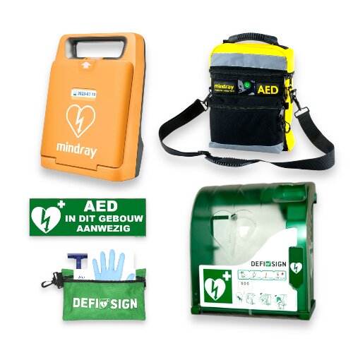 Mindray C1A AED-buitenpakket met AIVIA 200 kast, draagtas, rescuekit en AED-sticker