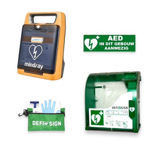 Mindray C2 buitenpakket zonder draagtas, met AIVIA buitenkast, rescuekit en AED-sticker